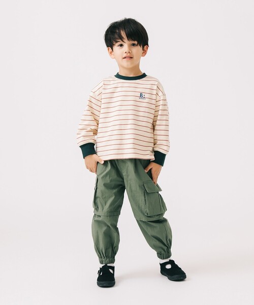 B:MING by BEAMS(ビーミングバイビームス)の「ミニ裏毛 ボーダー ロングスリーブ Tシャツ 2025SS(100~140cm)(Tシャツ/カットソー・キッズ・ホワイト系その他5/ブルー・140/130/100/120/110)」の6枚目の写真