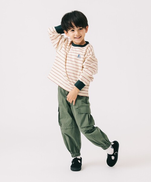 B:MING by BEAMS(ビーミングバイビームス)の「ミニ裏毛 ボーダー ロングスリーブ Tシャツ 2025SS(100~140cm)(Tシャツ/カットソー・キッズ・ホワイト系その他5/ブルー・140/130/100/120/110)」の7枚目の写真