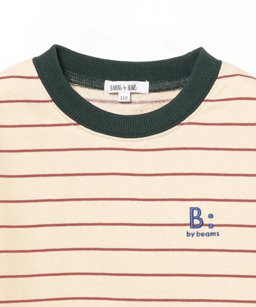 B:MING by BEAMS(ビーミングバイビームス)の「ミニ裏毛 ボーダー ロングスリーブ Tシャツ 2025SS(100~140cm)(Tシャツ/カットソー・キッズ・ホワイト系その他5/ブルー・140/130/100/120/110)」の10枚目の写真