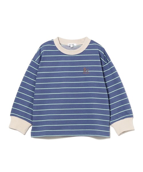 B:MING by BEAMS(ビーミングバイビームス)の「ミニ裏毛 ボーダー ロングスリーブ Tシャツ 2025SS(100~140cm)(Tシャツ/カットソー・キッズ・ホワイト系その他5/ブルー・140/130/100/120/110)」の14枚目の写真