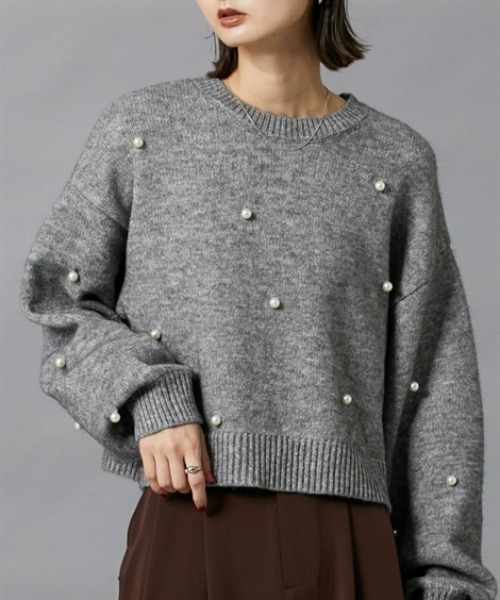 nissen（ニッセン）の「デザインボタン付ニット（ニット/セーター・レディース・杢グレー/ブラック・FREE）」の2枚目の写真