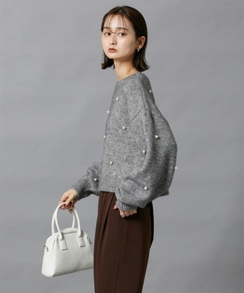 nissen（ニッセン）の「デザインボタン付ニット（ニット/セーター・レディース・杢グレー/ブラック・FREE）」の5枚目の写真