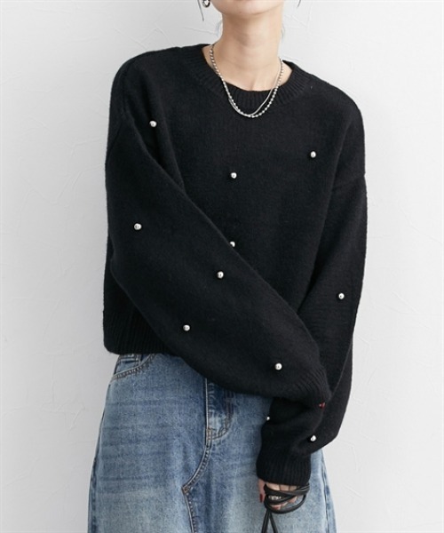 nissen（ニッセン）の「デザインボタン付ニット（ニット/セーター・レディース・杢グレー/ブラック・FREE）」の9枚目の写真