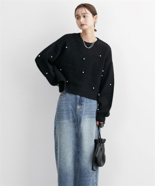 nissen（ニッセン）の「デザインボタン付ニット（ニット/セーター・レディース・杢グレー/ブラック・FREE）」の10枚目の写真