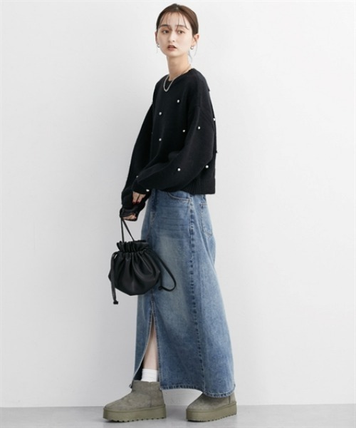 nissen（ニッセン）の「デザインボタン付ニット（ニット/セーター・レディース・杢グレー/ブラック・FREE）」の12枚目の写真