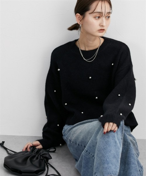 nissen（ニッセン）の「デザインボタン付ニット（ニット/セーター・レディース・杢グレー/ブラック・FREE）」の14枚目の写真