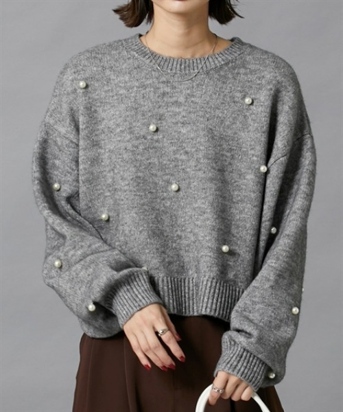 nissen（ニッセン）の「デザインボタン付ニット（ニット/セーター・レディース・杢グレー/ブラック・FREE）」の4枚目の写真