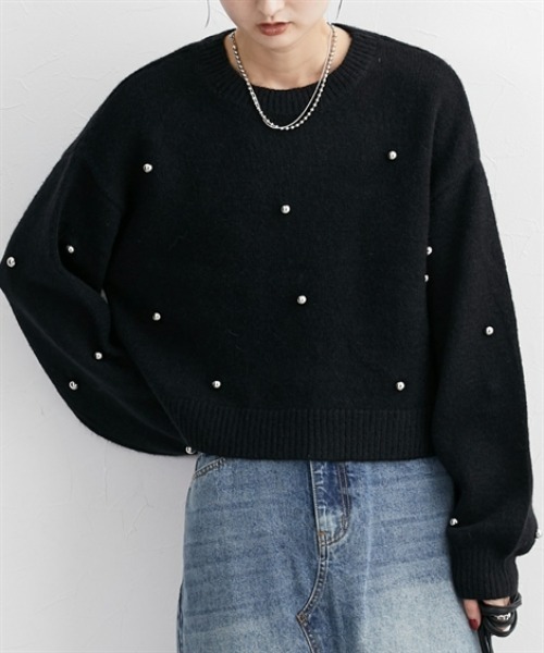 nissen（ニッセン）の「デザインボタン付ニット（ニット/セーター・レディース・杢グレー/ブラック・FREE）」の8枚目の写真