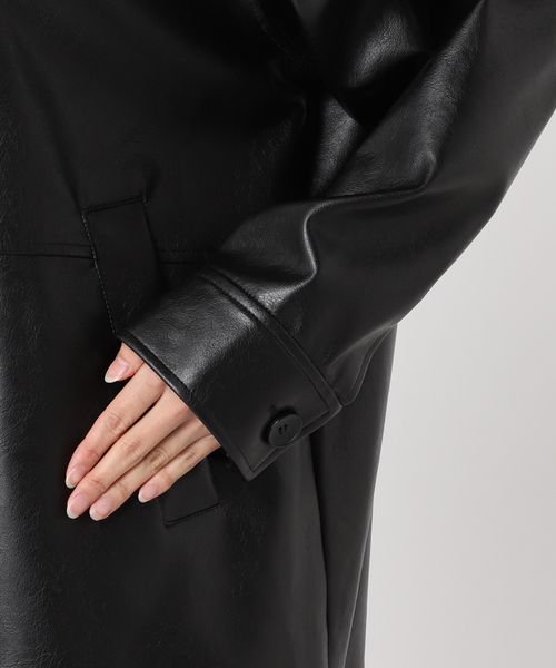 JOURNAL STANDARD（ジャーナルスタンダード）の「《追加3》ウォッシャブル フェイクレザーファー襟付カバーオール（ライダースジャケット・レディース・ブラック・FREE）」の21枚目の写真