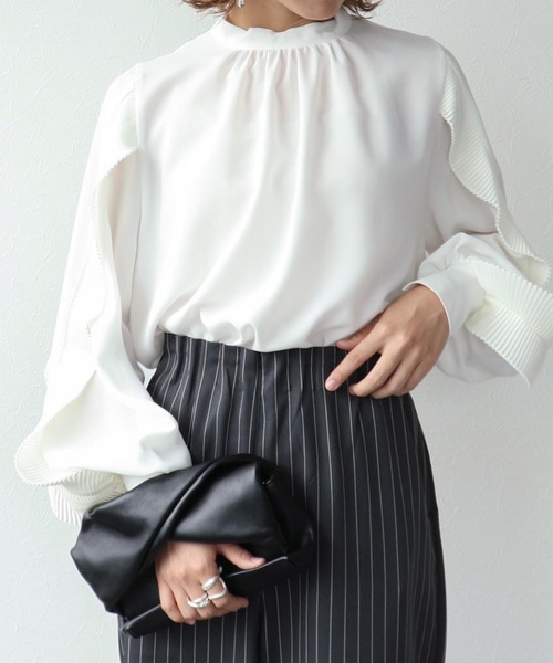 サイドフリルプリーツ袖バックリボンブラウス（シャツ/ブラウス）｜Three Four Time（スリーフォータイム）