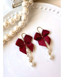 【MUURABBTI】リボンとパールの可愛いピアス(MA)