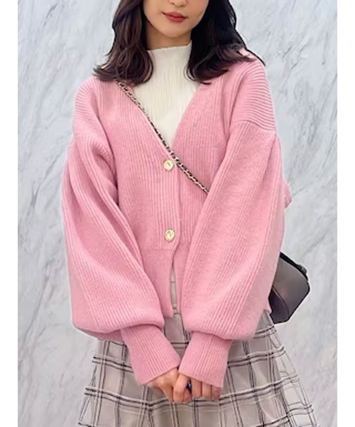 MERCURYDUO（マーキュリーデュオ）の「片畔ボリュームスリーブカーディガン（カーディガン/ボレロ・レディース・ミント/オフホワイト/ピンク・FREE）」の3枚目の写真