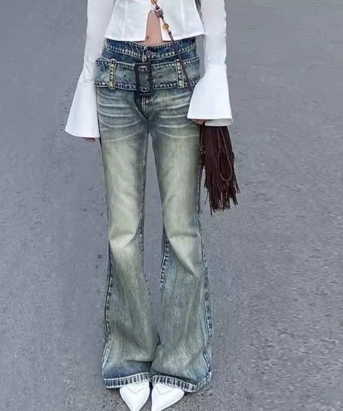 DIAVEL（ディアベル）の「スタッズ付きフレアカーゴパンツ（デニム