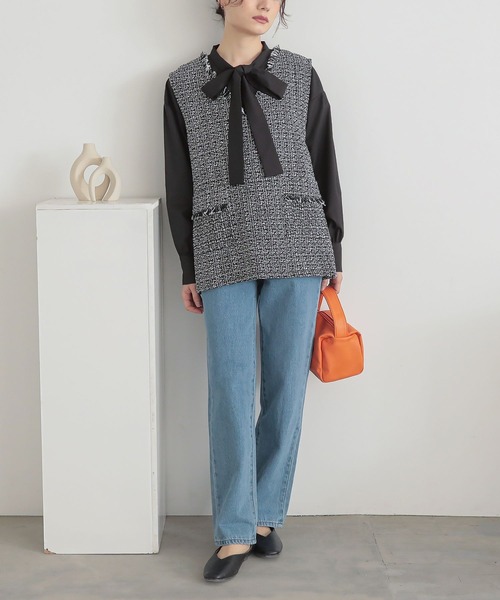 n'OrLABEL（ノアールレーベル）の「『ボウタイブラウス』（シャツ/ブラウス・レディース・オフホワイト/ブラック・2/1）」の20枚目の写真