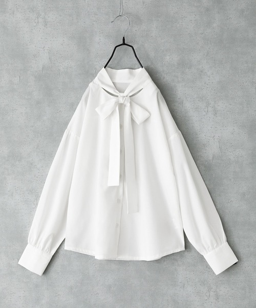 n'OrLABEL（ノアールレーベル）の「『ボウタイブラウス』（シャツ/ブラウス・レディース・オフホワイト/ブラック・2/1）」の6枚目の写真