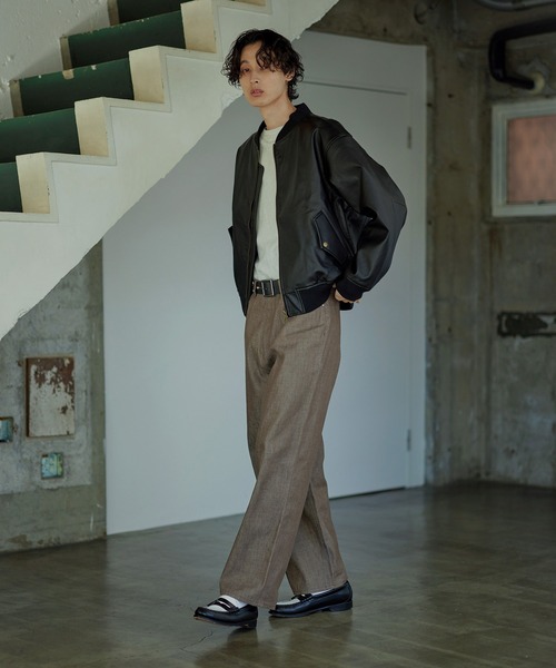 Bleme（ブレム）の「PU合皮 ダブルジップ MA-1 ボンバージャケット / フライトジャケット（MA-1・メンズ・ブラック/ブラウン/ブラウン系・M/S/XL/L）」の17枚目の写真