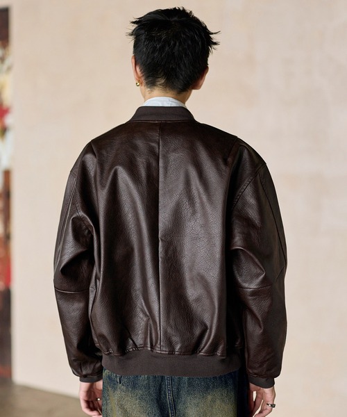 PU合皮 ダブルジップ MA-1 ボンバージャケット / フライト