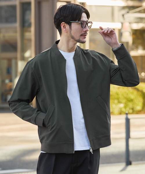 SPU（スプ）の「ハイストレッチナイロンダブルジップ撥水MA-1ジャケット（MA-1・メンズ・チャコール/ブラック/カーキ/グレー・S/XL/L/M）」の4枚目の写真
