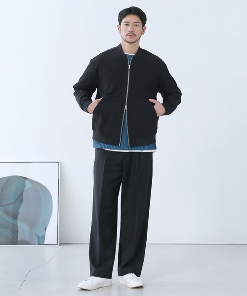 SPU（スプ）の「ハイストレッチナイロンダブルジップ撥水MA-1ジャケット（MA-1・メンズ・チャコール/ブラック/カーキ/グレー・S/XL/L/M）」の12枚目の写真
