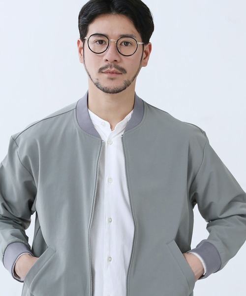 SPU（スプ）の「ハイストレッチナイロンダブルジップ撥水MA-1ジャケット（MA-1・メンズ・チャコール/ブラック/カーキ/グレー・S/XL/L/M）」の13枚目の写真