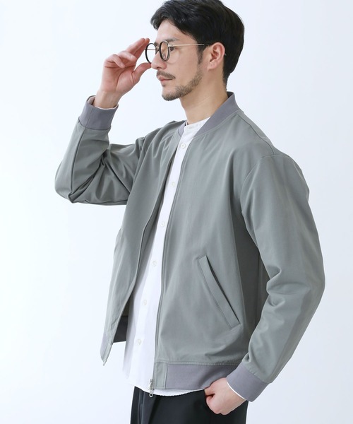 SPU（スプ）の「ハイストレッチナイロンダブルジップ撥水MA-1ジャケット（MA-1・メンズ・チャコール/ブラック/カーキ/グレー・S/XL/L/M）」の14枚目の写真