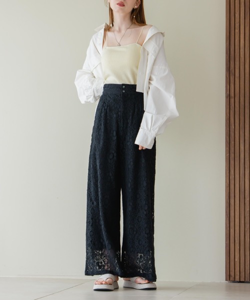 hinari フラワーレースタックパンツ フラワーレースタックパンツ（その他パンツ）｜hinari（ヒナリ