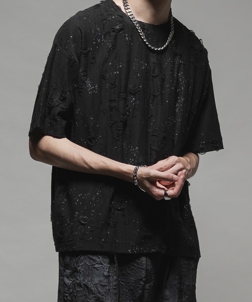 CASPER JOHN(キャスパージョン)の「Paint damage T-shirts/ペイントダメージTシャツ(Tシャツ/カットソー・メンズ・ブラック/ホワイト・LARGE/MEDIUM/SMALL/X-SMALL)」の2枚目の写真