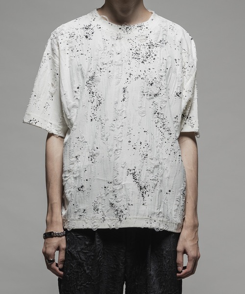 CASPER JOHN(キャスパージョン)の「Paint damage T-shirts/ペイントダメージTシャツ(Tシャツ/カットソー・メンズ・ブラック/ホワイト・LARGE/MEDIUM/SMALL/X-SMALL)」の4枚目の写真