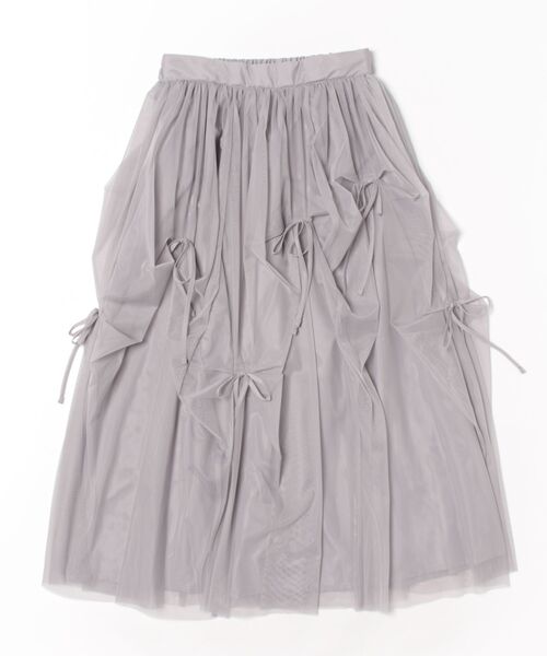 STYLEBLOCK(スタイルブロック)の「チュールリボン付きギャザースカート(スカート・レディース・ブラック/アイボリー/ピンク/グレー・M)」の2枚目の写真