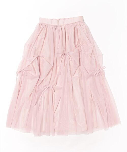 STYLEBLOCK(スタイルブロック)の「チュールリボン付きギャザースカート(スカート・レディース・ブラック/アイボリー/ピンク/グレー・M)」の4枚目の写真