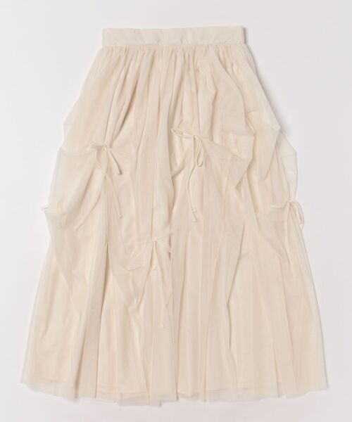 STYLEBLOCK(スタイルブロック)の「チュールリボン付きギャザースカート(スカート・レディース・ブラック/アイボリー/ピンク/グレー・M)」の1枚目の写真