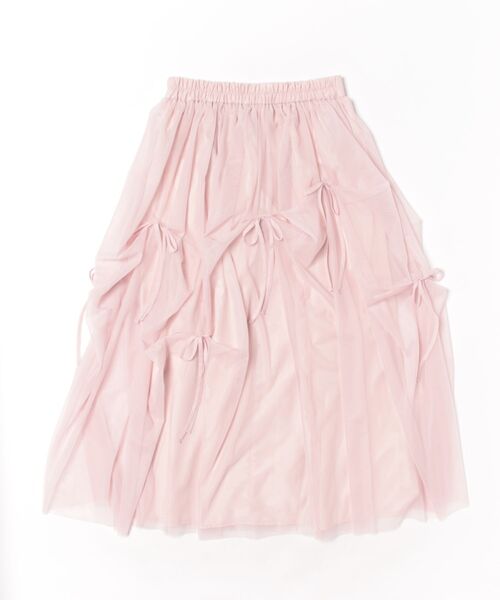 STYLEBLOCK(スタイルブロック)の「チュールリボン付きギャザースカート(スカート・レディース・ブラック/アイボリー/ピンク/グレー・M)」の5枚目の写真