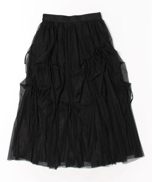 STYLEBLOCK(スタイルブロック)の「チュールリボン付きギャザースカート(スカート・レディース・ブラック/アイボリー/ピンク/グレー・M)」の6枚目の写真
