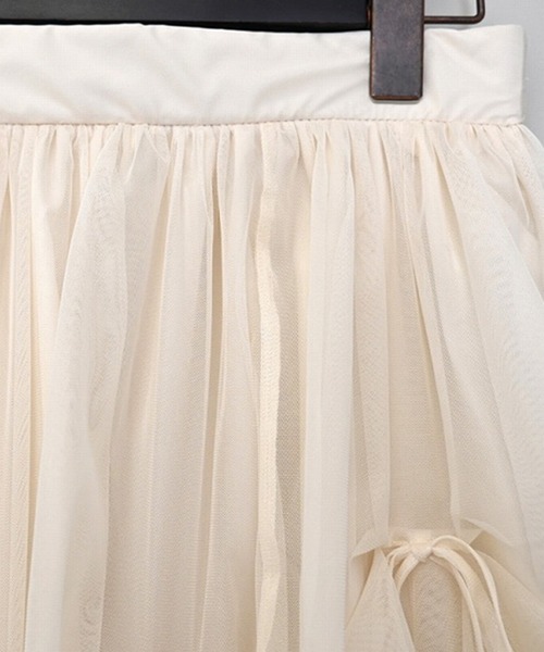 STYLEBLOCK(スタイルブロック)の「チュールリボン付きギャザースカート(スカート・レディース・ブラック/アイボリー/ピンク/グレー・M)」の7枚目の写真