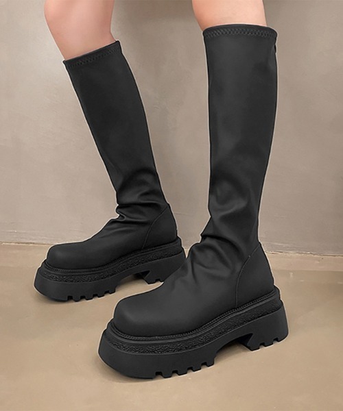 Miniministore(ミニミニストア)の「ロングブーツ 厚底ブーツバックジップ美脚(ブーツ・レディース・ブラウン/ブラック・24.0cm/25.0cm/23.0cm/24.5cm/23.5cm/22.5cm)」の7枚目の写真