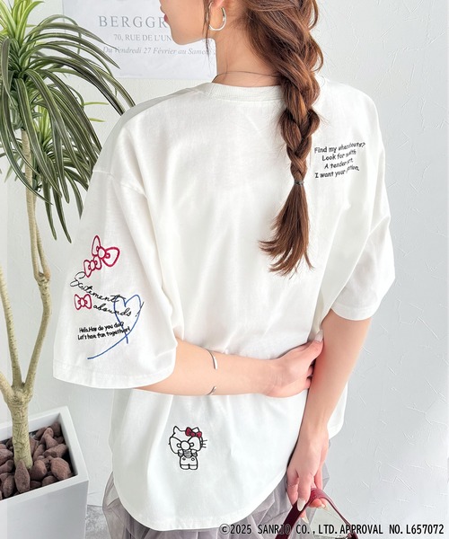 sanrio（サンリオ）の「【Sanrio characters/サンリオキャラクターズ】大人可愛い！かくれんぼシリーズランダム刺繍ビッグTシャツ（半袖）（Tシャツ/カットソー・レディース・チャコール/オフホワイト/ネイビー/オートミール・X-LARGE/LARGE/MEDIUM/SMALL）」の5枚目の写真