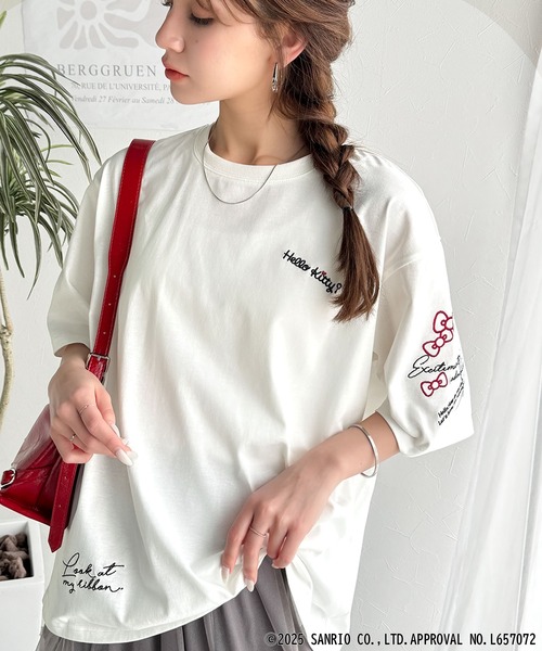 sanrio（サンリオ）の「【Sanrio characters/サンリオキャラクターズ】大人可愛い！かくれんぼシリーズランダム刺繍ビッグTシャツ（半袖）（Tシャツ/カットソー・レディース・チャコール/オフホワイト/ネイビー/オートミール・X-LARGE/LARGE/MEDIUM/SMALL）」の8枚目の写真