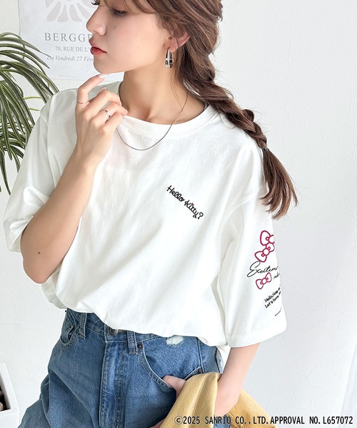 sanrio（サンリオ）の「【Sanrio characters/サンリオキャラクターズ】大人可愛い！かくれんぼシリーズランダム刺繍ビッグTシャツ（半袖）（Tシャツ/カットソー・レディース・チャコール/オフホワイト/ネイビー/オートミール・X-LARGE/LARGE/MEDIUM/SMALL）」の9枚目の写真