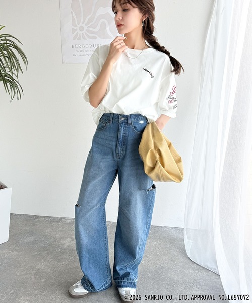 sanrio（サンリオ）の「【Sanrio characters/サンリオキャラクターズ】大人可愛い！かくれんぼシリーズランダム刺繍ビッグTシャツ（半袖）（Tシャツ/カットソー・レディース・チャコール/オフホワイト/ネイビー/オートミール・X-LARGE/LARGE/MEDIUM/SMALL）」の10枚目の写真