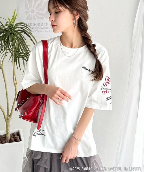 sanrio（サンリオ）の「【Sanrio characters/サンリオキャラクターズ】大人可愛い！かくれんぼシリーズランダム刺繍ビッグTシャツ（半袖）（Tシャツ/カットソー・レディース・チャコール/オフホワイト/ネイビー/オートミール・X-LARGE/LARGE/MEDIUM/SMALL）」の11枚目の写真