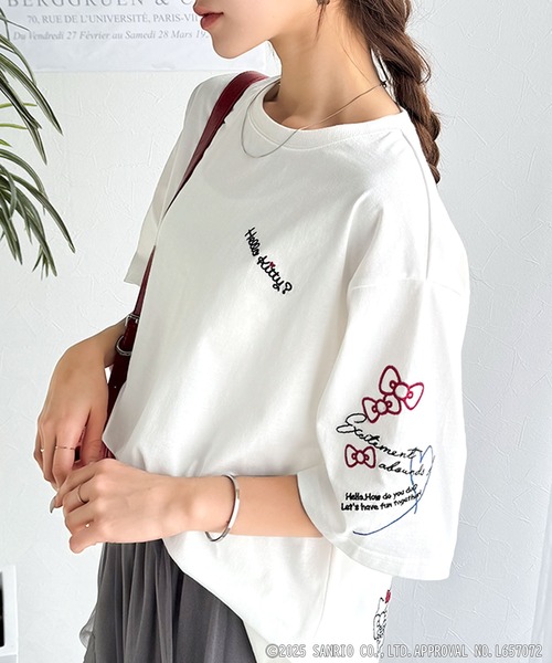 sanrio（サンリオ）の「【Sanrio characters/サンリオキャラクターズ】大人可愛い！かくれんぼシリーズランダム刺繍ビッグTシャツ（半袖）（Tシャツ/カットソー・レディース・チャコール/オフホワイト/ネイビー/オートミール・X-LARGE/LARGE/MEDIUM/SMALL）」の7枚目の写真