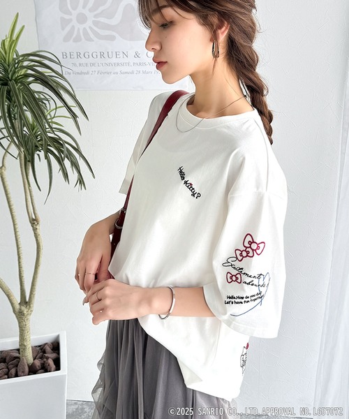 sanrio（サンリオ）の「【Sanrio characters/サンリオキャラクターズ】大人可愛い！かくれんぼシリーズランダム刺繍ビッグTシャツ（半袖）（Tシャツ/カットソー・レディース・チャコール/オフホワイト/ネイビー/オートミール・X-LARGE/LARGE/MEDIUM/SMALL）」の13枚目の写真