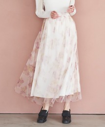 フラワープリントチュールスカート