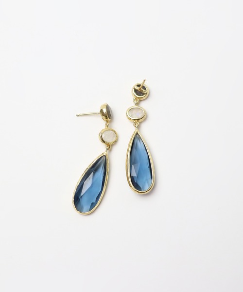 KU-CROISSANT（クークロワッサン）の「天然石　ドロップピアス（ピアス（両耳用）・レディース・ライトグリーン/ピンク/ライトブルー/ブルー・ONE SIZE）」の5枚目の写真