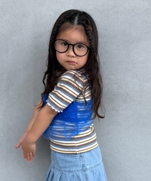 TARKER(ターカー)の「チュールフリルキャミソール(キャミソール・キッズ・ブルー/スミクロ・90/100/110/120/130/140/150)」の19枚目の写真