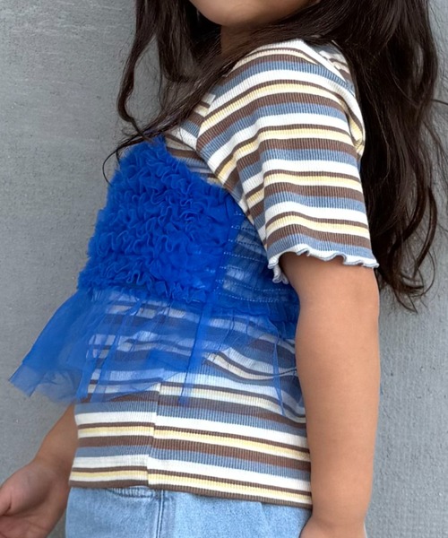 TARKER(ターカー)の「チュールフリルキャミソール(キャミソール・キッズ・ブルー/スミクロ・90/100/110/120/130/140/150)」の21枚目の写真