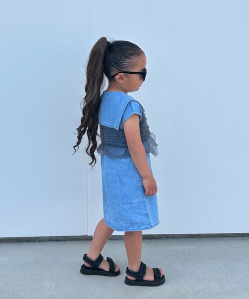 TARKER(ターカー)の「チュールフリルキャミソール(キャミソール・キッズ・ブルー/スミクロ・90/100/110/120/130/140/150)」の12枚目の写真