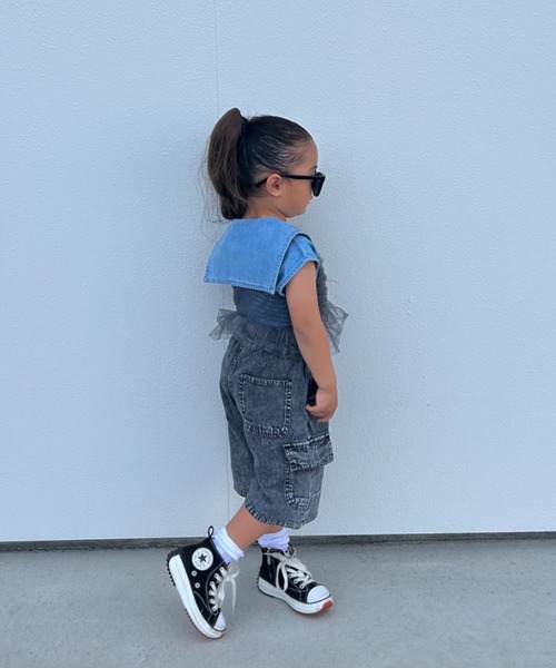 TARKER(ターカー)の「チュールフリルキャミソール(キャミソール・キッズ・ブルー/スミクロ・90/100/110/120/130/140/150)」の16枚目の写真