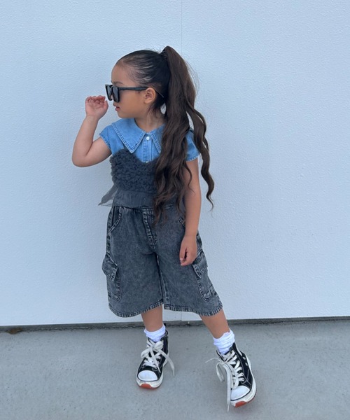 TARKER(ターカー)の「チュールフリルキャミソール(キャミソール・キッズ・ブルー/スミクロ・90/100/110/120/130/140/150)」の17枚目の写真