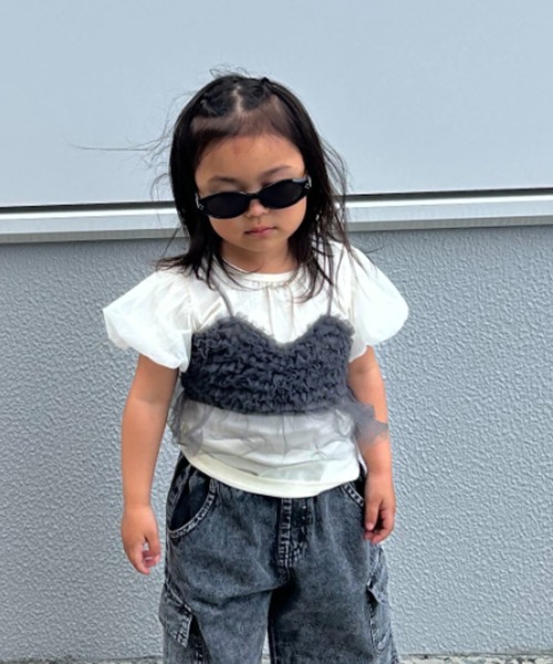 TARKER(ターカー)の「チュールフリルキャミソール(キャミソール・キッズ・ブルー/スミクロ・90/100/110/120/130/140/150)」の13枚目の写真